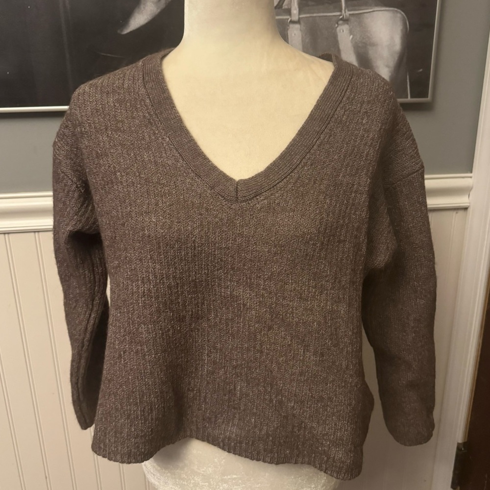 J Crew Brown Alpaca Wool Blend Cropped Sweater Size Medium